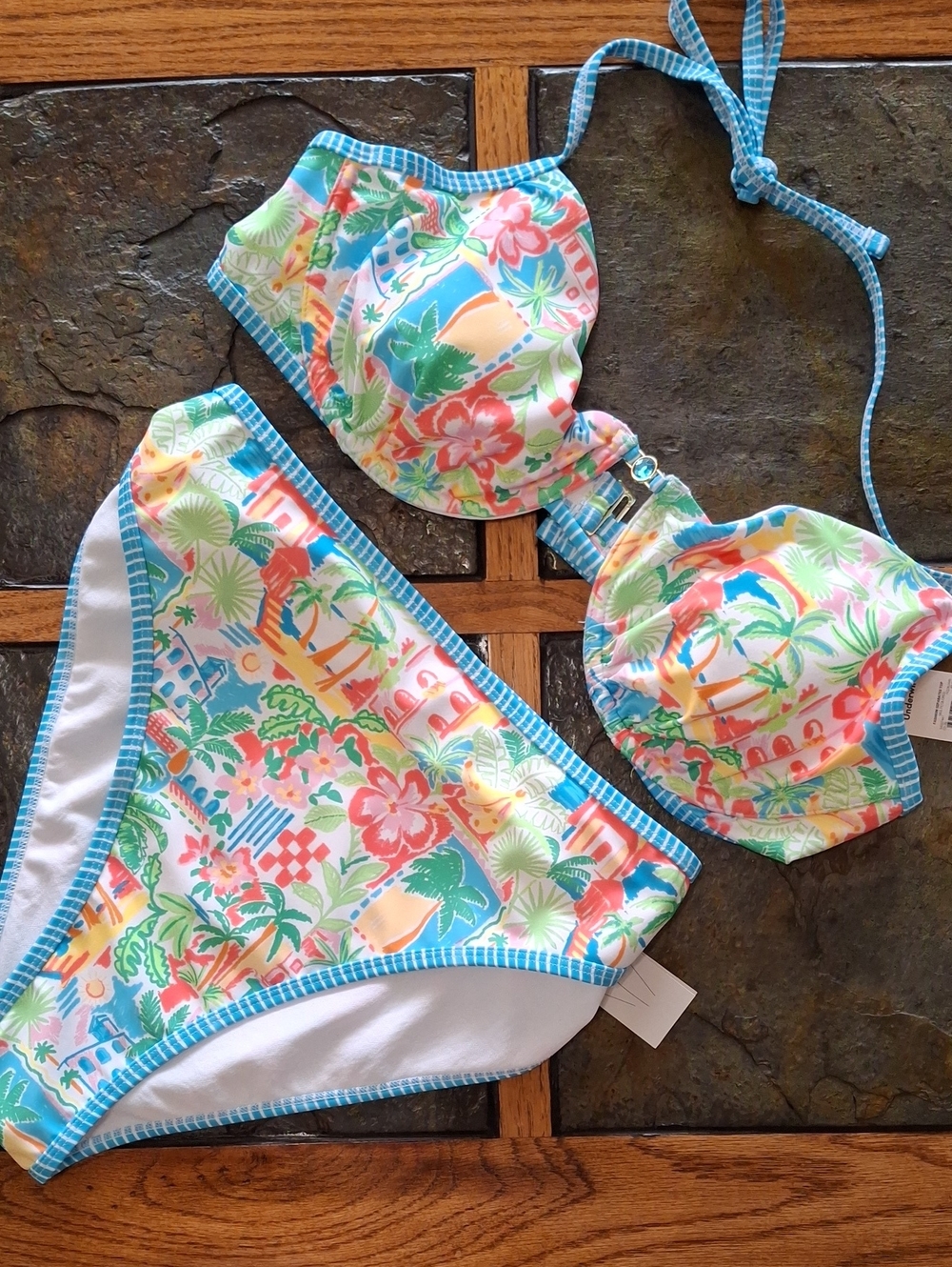 No Boundaries Women's Tropical Floral Bikini Set